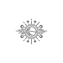 Celestial Sunburst Logo - Minimalist Black & White Design