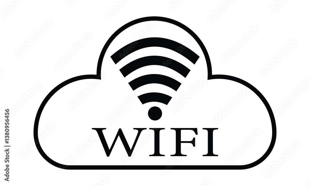 Poster wi-fi vector, icon sign. simple wi-fi signal strength symbol web design. flat style outline cloud wi