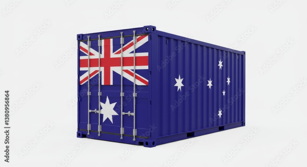 Poster australian shipping container on white background - a 3d of a shipping container with the australian