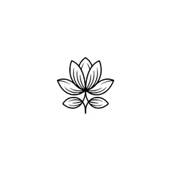Minimalist Lotus Flower Line Art on White Background