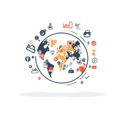 Obraz premium Global Business Network Map Illustration
