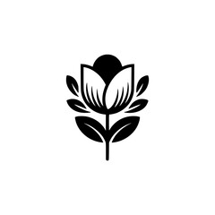 Minimalist Black and White Floral Logo Design on Neutral Background