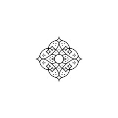 Minimalist Floral Pattern Logo, Black Lines on White, Geometric Design
