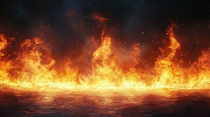 Fototapeta premium Inferno: A Wall of Fiery Destruction