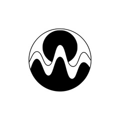 Abstract Mountainscape Logo in Circle - Minimalist Black & White Design