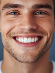 a close-up portrait of a happy man smiling and showing his teeth