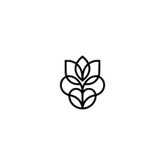 Minimalist Floral Logo, Black Outline on White, Elegant Design