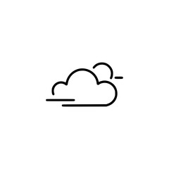 Minimalist Weather Icon: Cloud, Sun, Wind, & Breeze on White