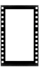 Obraz premium Film Frame Border White Background Graphic - Blank film strip frame, movie reel border, cinema, , vintage aesthetic. Symbolizing memories, nostalgia, storytelling, the past, and motion pictures