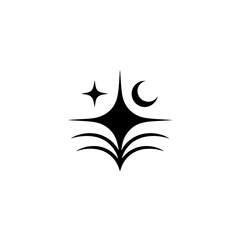 Black Minimalist Celestial Logo - Night Sky, Star, Crescent Moon