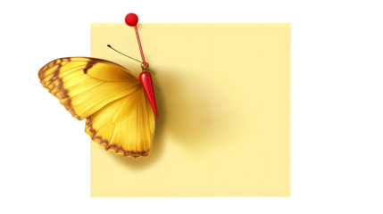 Bright Yellow Sticky Note with Red Pushpin � Professional Office Stationery Concept