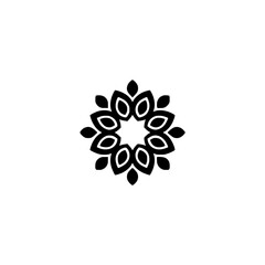 Minimalist Black Floral Mandala Logo Design on White Background