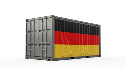 German Flag Container Shipping Import Export - Global trade, German exports, international shipping, cargo container, national identity