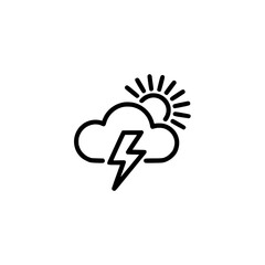 Minimalist Weather Icon: Sunny Storm with Cloud, Lightning, and Sun