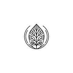 Minimalist Leaf Logo: Line Art, Organic Design, Nature Emblem