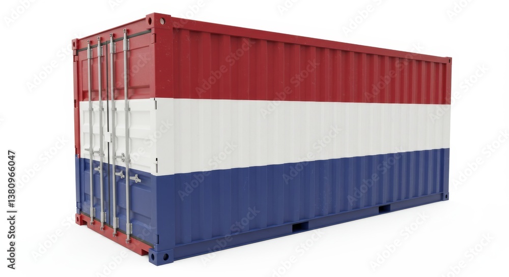 Poster netherlands flag container - a shipping container with the netherlands flag. symbolizes internationa