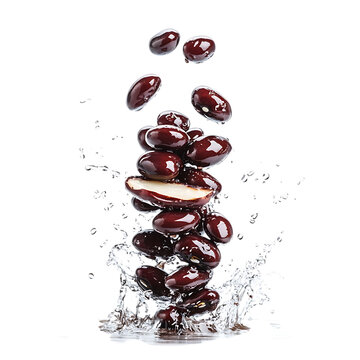 Adzuki Beans stack with half slice falling png