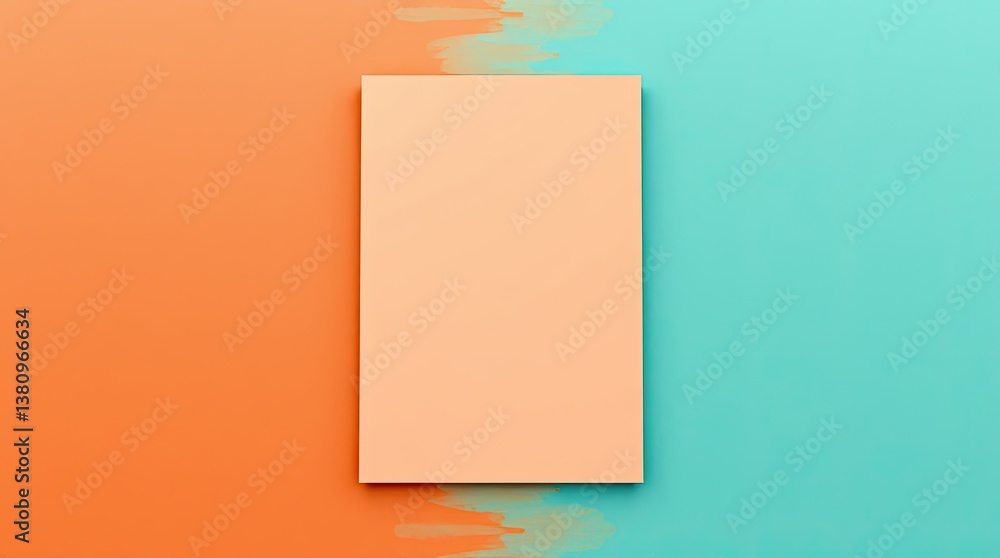 Poster a rectangular object framed by contrasting colored surfaces