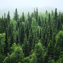 A lush green forest from above On white background