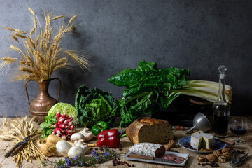 Photographie de nature morte sur le thème des légumes