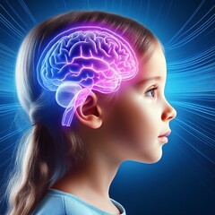 Exploring brain activity in a child's mind showcasing creativity and thought processes