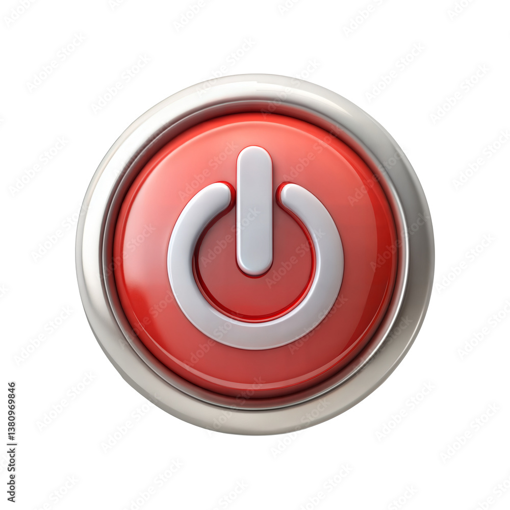 Wall mural 3d power button isolated on transparent background.
