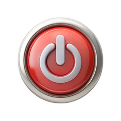 3d power button isolated on transparent background.