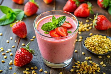 Fresh Strawberry and Smoothie Healthy and Refreshing Beverage