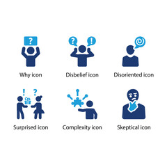 Why, Disbelief, Disoriented, Surprised, Complexity, Skeptical, Blue Icon Set