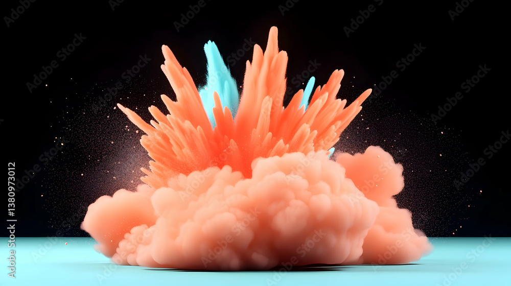 Poster multicolored particles exploding on black background