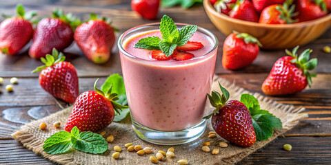 Fresh Strawberry and Smoothie Healthy and Refreshing Beverage