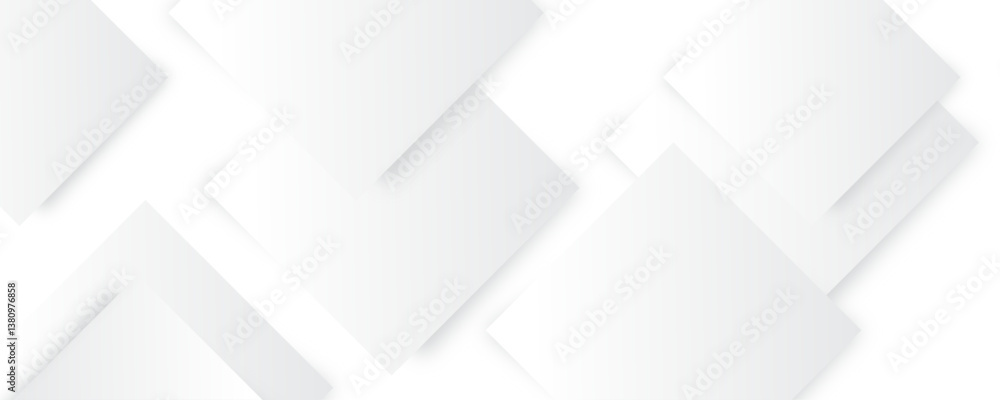 Poster white abstract square pattern on banner design. modern and minimal concept white and gray abstract g