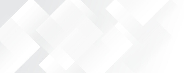 White abstract square pattern on banner design. Modern and minimal concept white and gray abstract geometric background. Vector abstract elegant with copy space template design.
