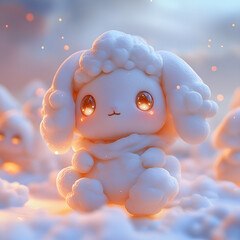 Adorable Fluffy Rabbit in Dreamy Landscape