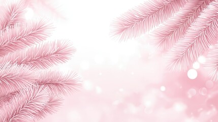 Elegant pink christmas background with lush pine branches for festive holiday cheer