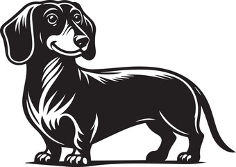 Dachshund Dog Vector Black & White | Silhouette, Clipart, Line Art