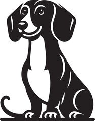 Dachshund Dog Vector Black & White | Silhouette, Clipart, Line Art
