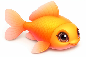Cute orange fish isolated on white, illustration for kids