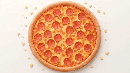 Round pizza on white background, illustration