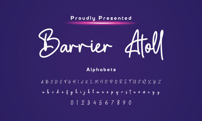 Hand drawn typeface. Handwritten script alphabet isolated on white background. Handmade alphabet for your design's logo, posters, invitations, cards, etc.