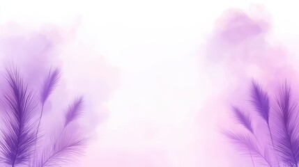 Obraz premium Tropical paradise, watercolor background with purple and white palm trees for design