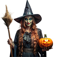 Halloween Witch with Pumpkin