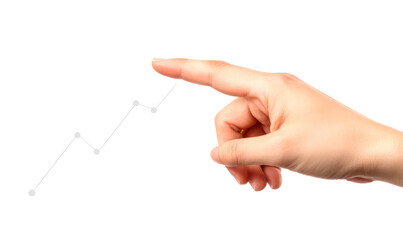 Hand Pointing Upward Towards Financial Growth or Success Isolate on White Background