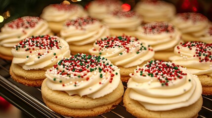 Christmas sugar cookies decorated with frosting and sprinkles --ar 16:9 --style raw --stylize 250 --v 6.1 Job ID: 37af3cdc-6738-440e-98be-b6a8aa1be5f1