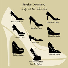 Shoes and Heels Awesome Black Outline Icons Pack Vol 1. women shoes logo design vector illustration