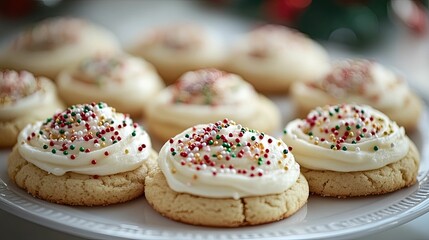 Christmas sugar cookies decorated with frosting and sprinkles