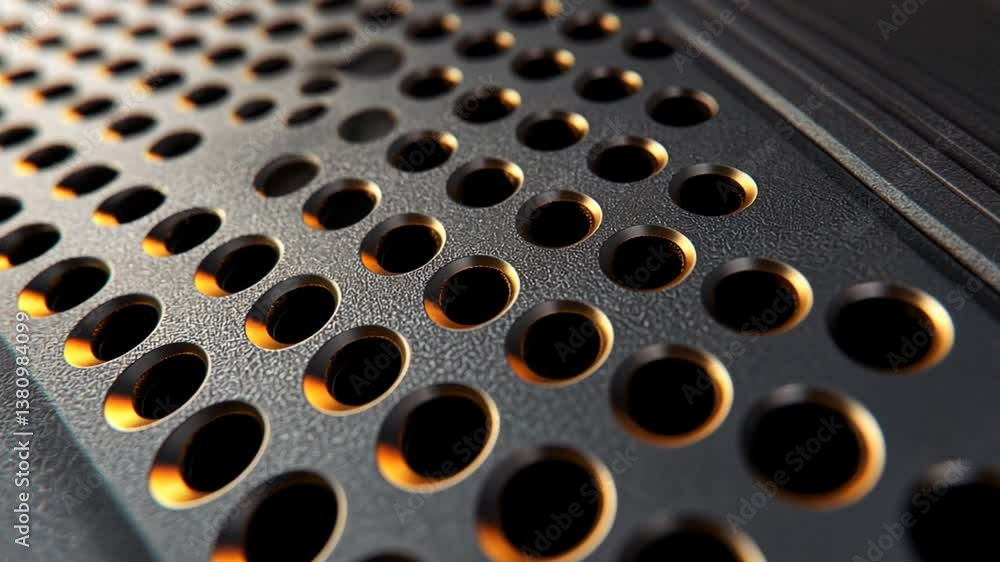 Aufkleber luxury abstract black metal design with perforated patterns generative ai