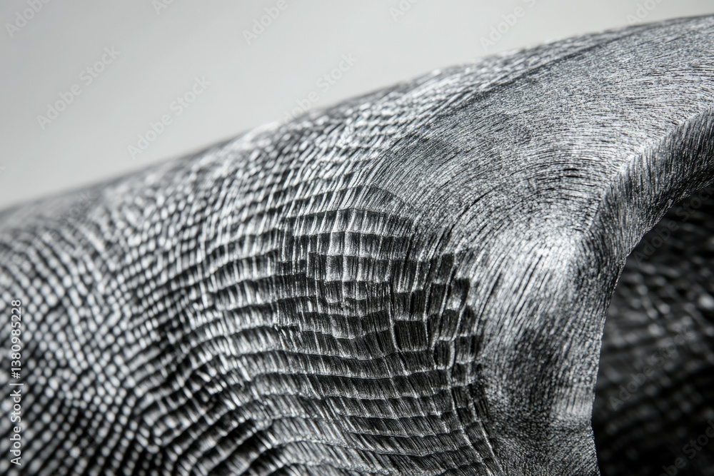 Aufkleber close-up of intricately carved, textured surface, showcasing a grayscale pattern with depth and shad