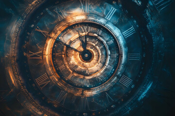 A unique and abstract rendering of a detailed clock face