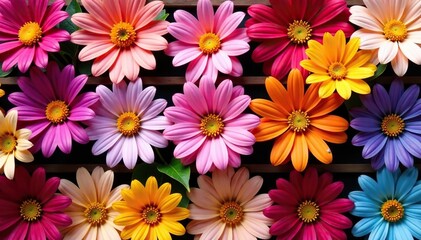 Bold blooms arranged in a repeating square lattice , shape, art, botanical